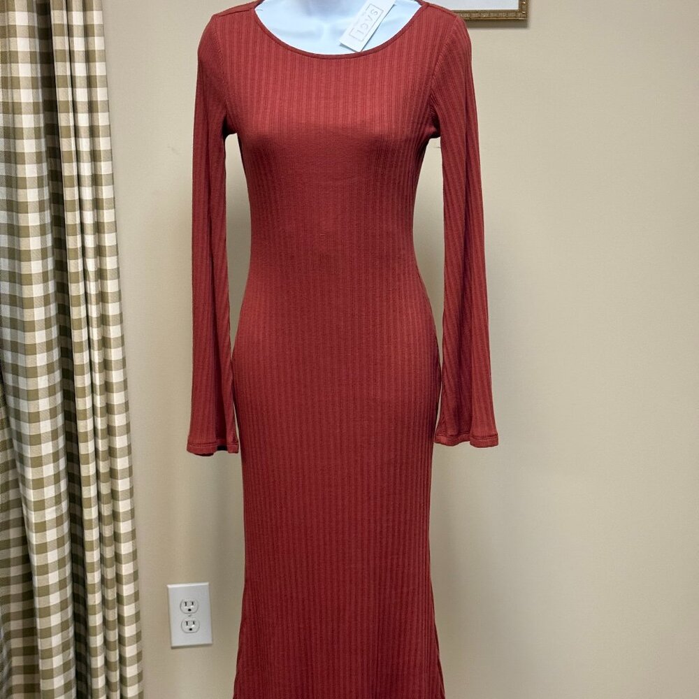 Form Fitted Spice Knit Maxi Dress